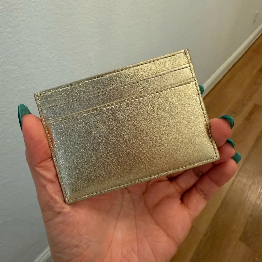 NWOT SAINT LAURENT GOLD LEATHER CARD CASE - Picture 2 of 6